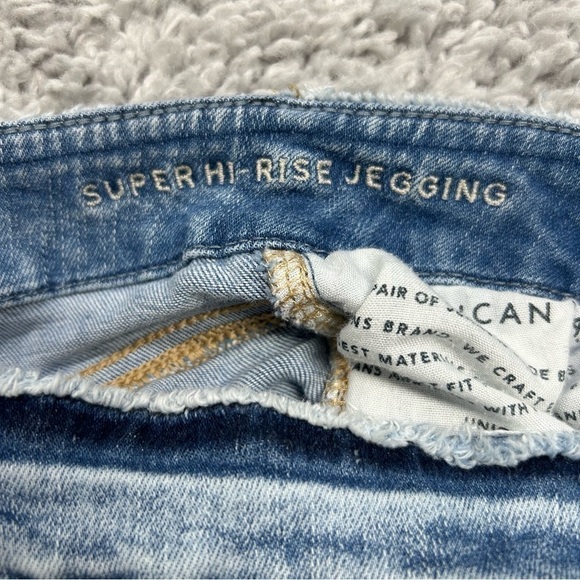 American Eagle Jeans Womens 2 Hi Rise Jegging Next Level Stretch Distressed Hole - Picture 4 of 5